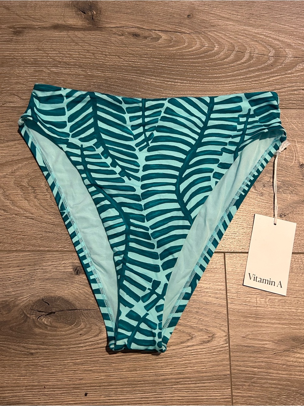 Vitamin A swim bottom High Waisted Palm leaf Size Medium New with tag